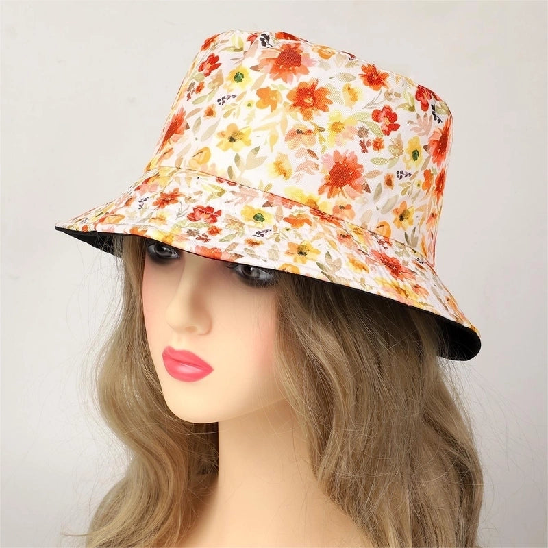 Women's Hawaiian Beach Flower Printing Big Eaves Bucket Hat