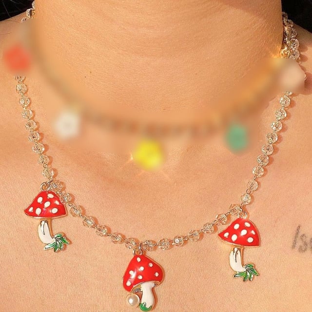 Mushroom & Flower Necklace