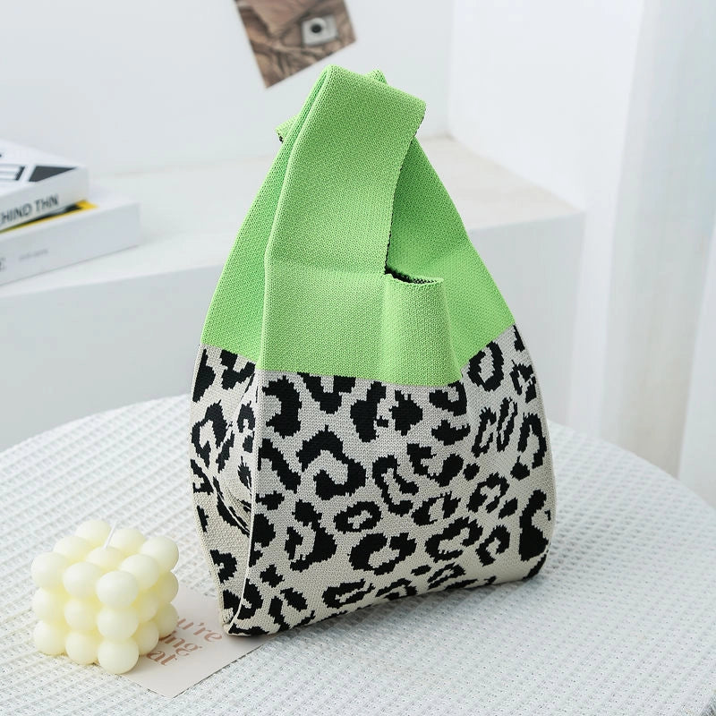 Women's Small Knit Color Block Streetwear Square Open Shoulder Bag
