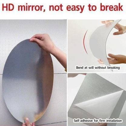 Mega Sale Offer - Shatterproof. Flexible. and Stylish and Self Adhesive Oval Shape Mirror Sticker