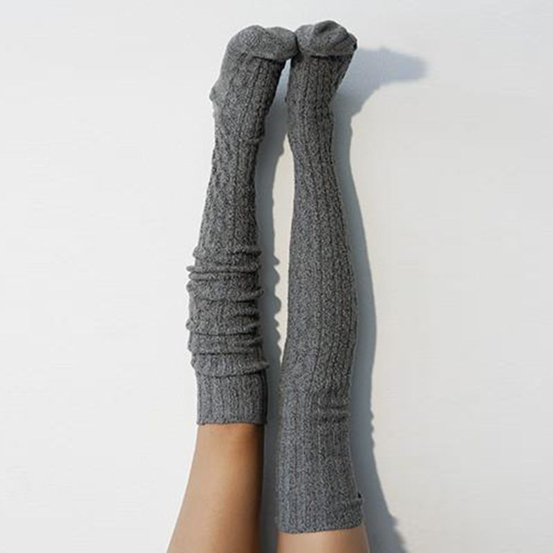 Solid Color Long Tube Knitted Over The Knee Socks