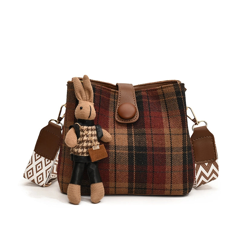 Woolen Bag Women's Large Capacity Shoulder Bag Cloth Bag Texture Commuter Bucket Bag