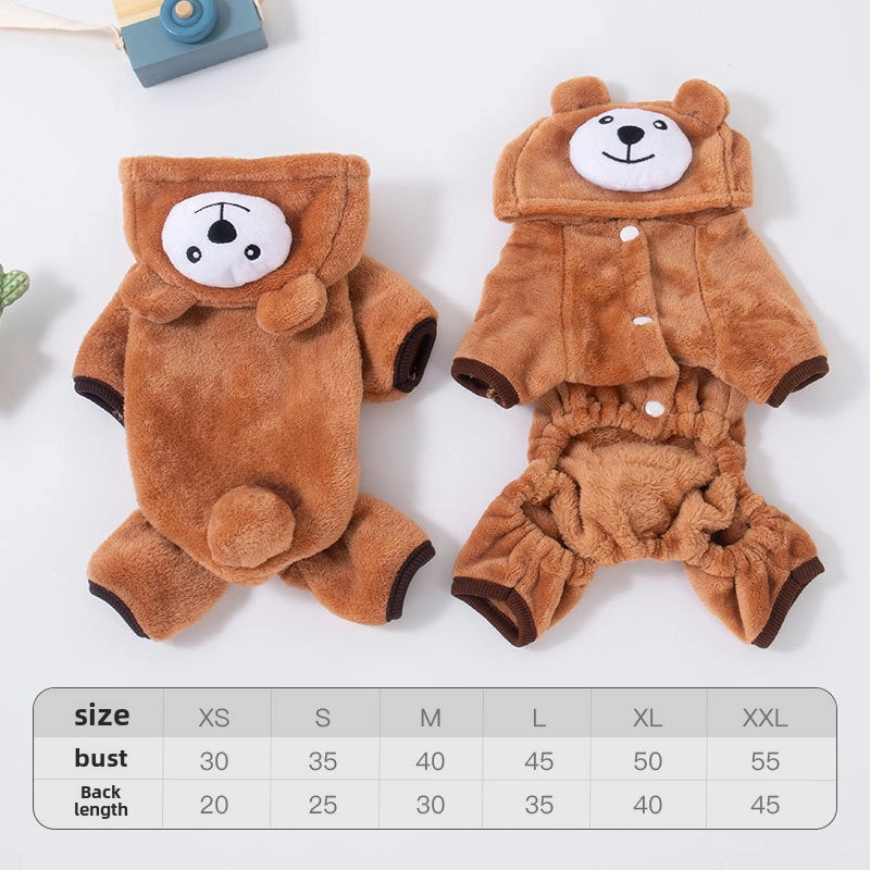 Autumn And Winter Dog Clothes Warm Thickened Coral Fleece Puppy Transformation Outfit Teddy Corgi Cat Pet Clothing