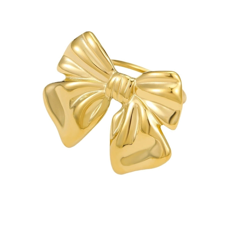 Lady Bow Knot Titanium Steel Women's Scarf Ring