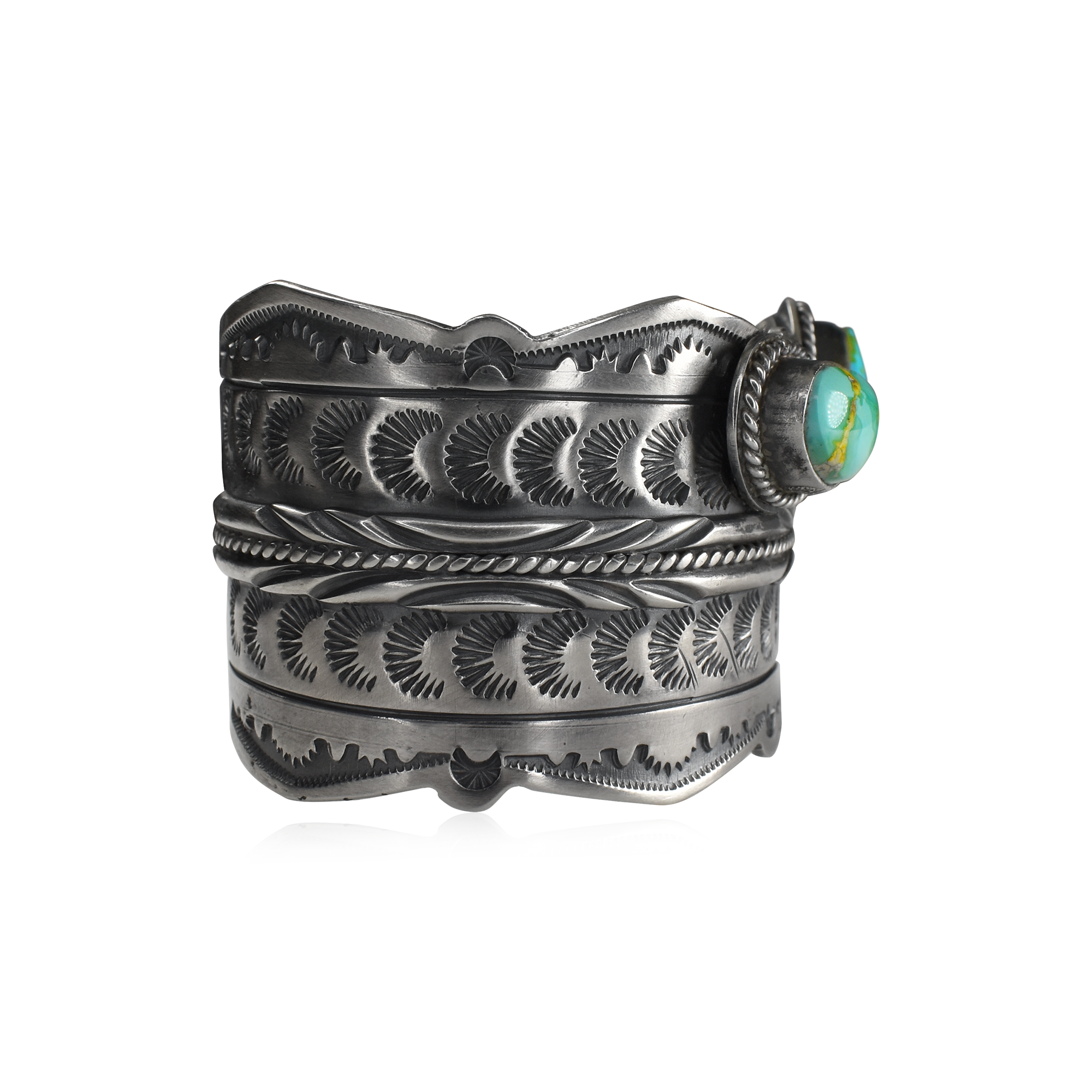 Dry Creek  Three Stone Stamped & Tooled Cuff