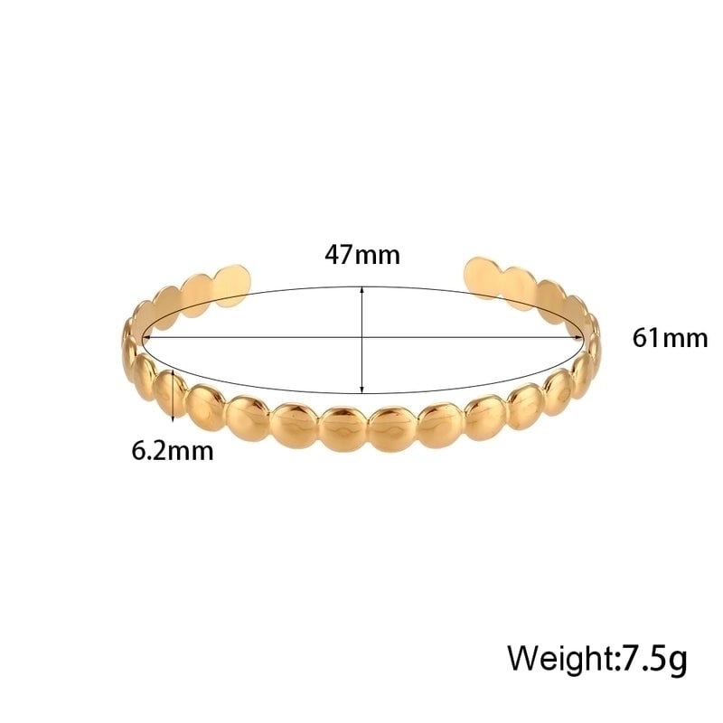 Retro Stripe Heart Shape 304 Stainless Steel 18K Gold Plated Bangle In Bulk