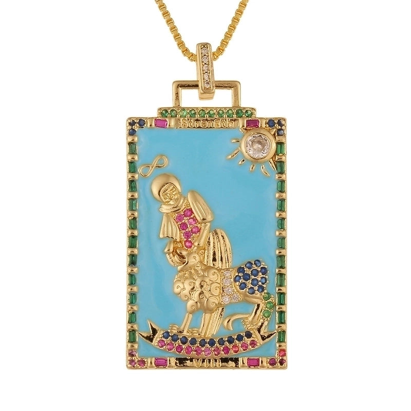 Fashion New Oil Drop Tarot Pendant Copper Zircon Necklace