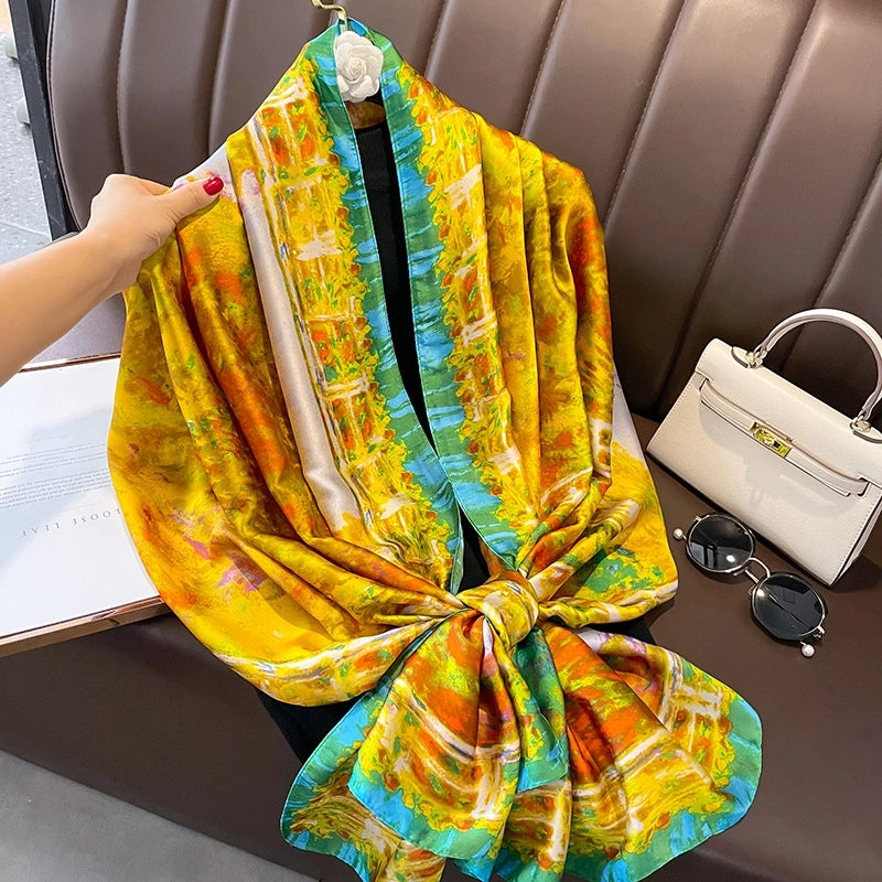 Thin Section Imitation Silk Shawl