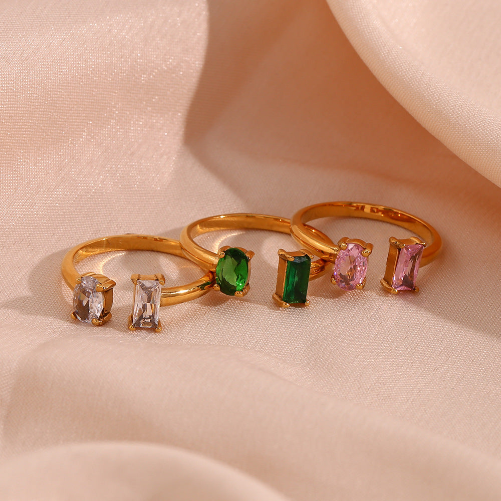 Minimalist Fashion Geometric Stainless Steel 18K Gold Plated Rings