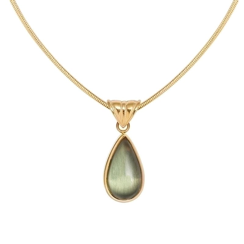 Elegant Minimalist Water Droplets 304 Stainless Steel Glass Plating Inlay Stainless Steel Necklaces