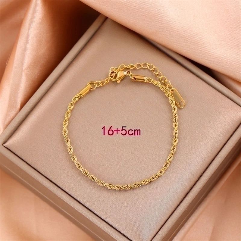 Minimalist Solid Color 201 Stainless Steel 18K Gold Plated Bracelets In Bulk