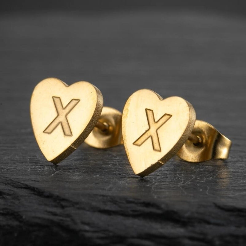 1 Pair Fashion Letter Heart Shape Plating 304 Stainless Steel 18K Gold Plated Ear Studs