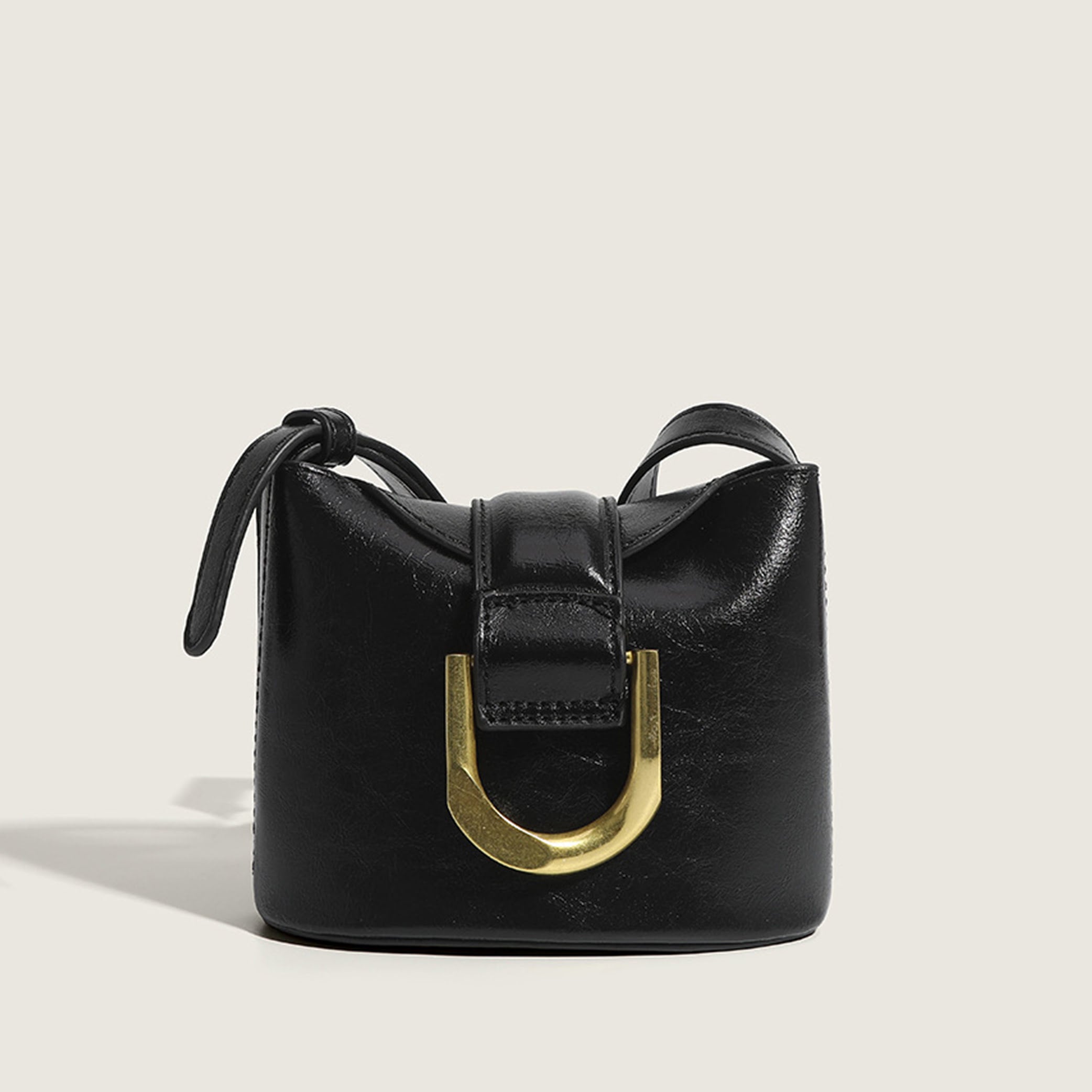 Mini Bucket  Bag with Metal Horseshoe Buckle