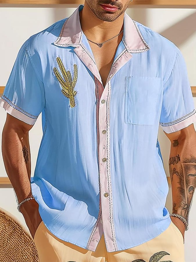 Men's Casual Hawaiian Cashew Floral Linen Shirt