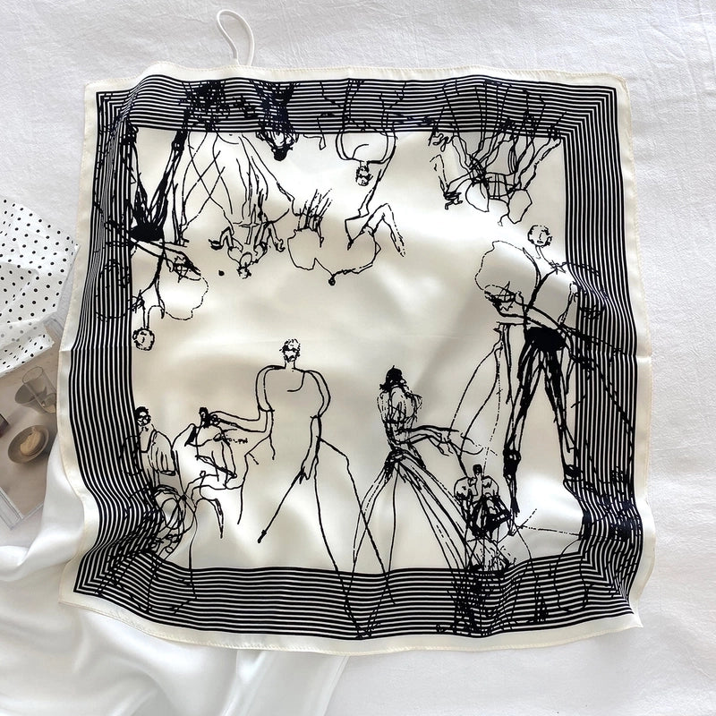 Women's Sweet Human Silk Printing Silk Scarf