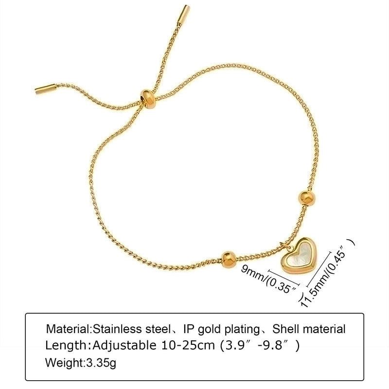 Round Heart Shape Flower 304 Stainless Steel 18K Gold Plated Zircon Bracelets In Bulk