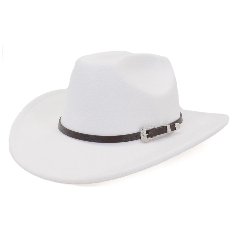 Unisex Basic Cowboy Style Solid Color Big Eaves Fedora Hat