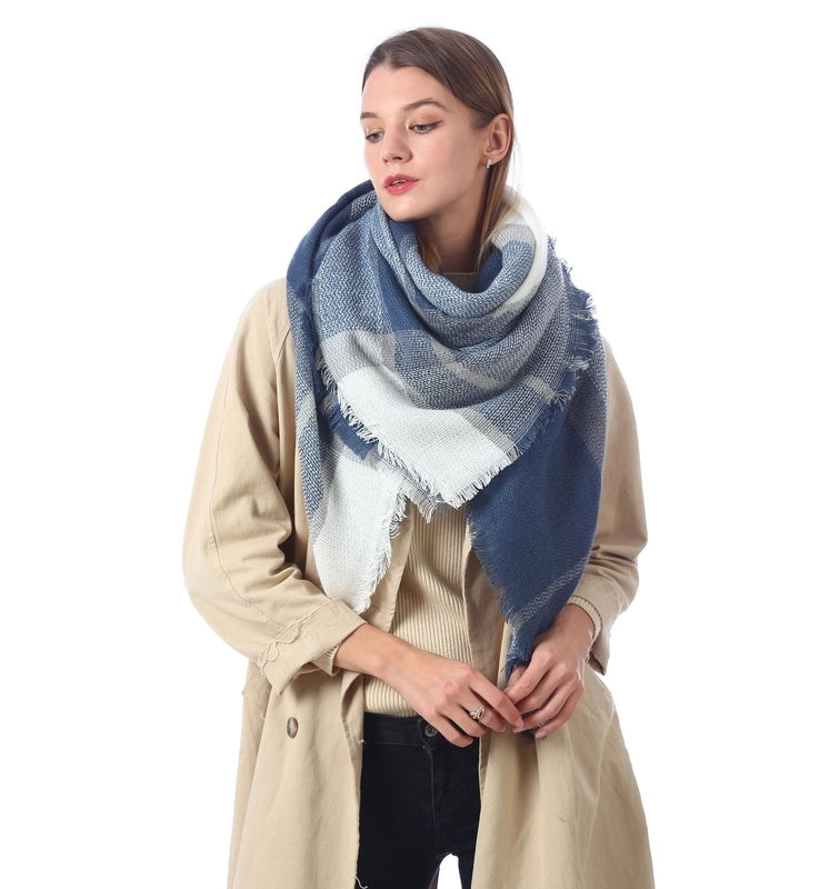 Autumn And Winter Plaid Square Extensive Warm Cashmere Scarf Women's Scarf