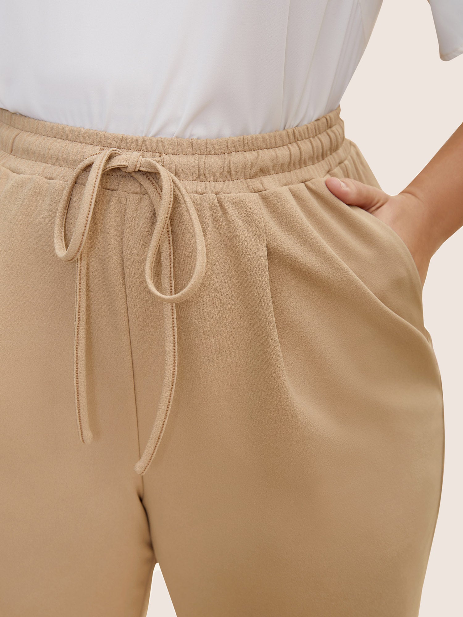 Solid Drawstring Elastic Waist Pencil Pants