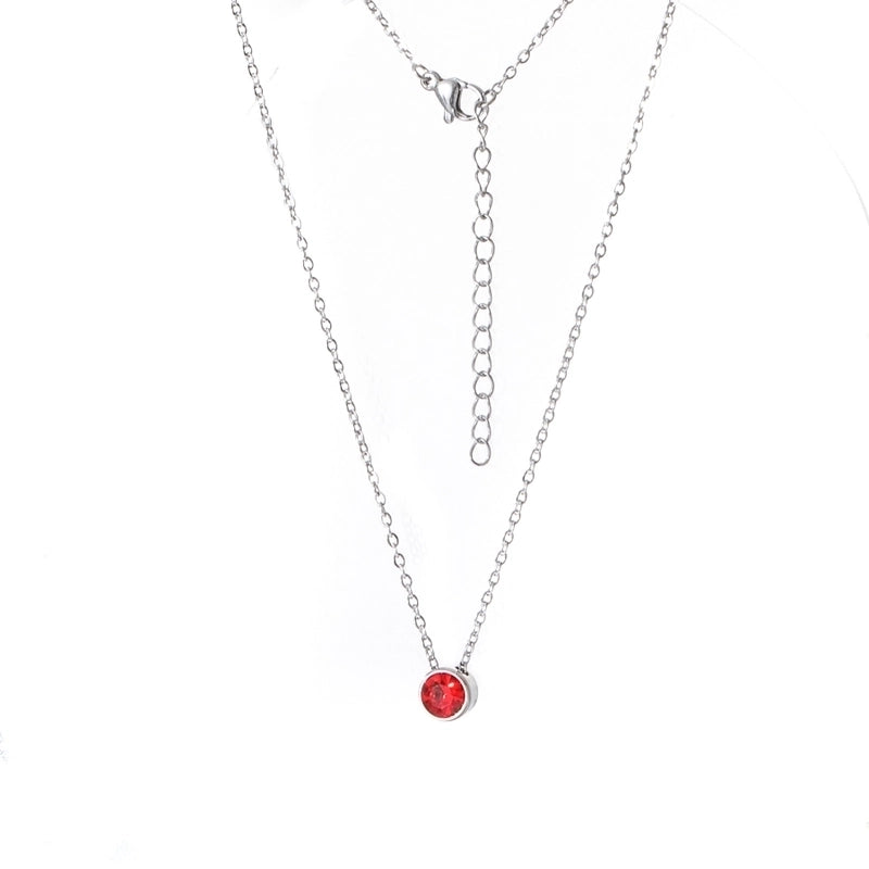 Stainless Steel 18K Gold Plated Rose Gold Plated IG Style Plating Inlay Round Birthstone Pendant Necklace