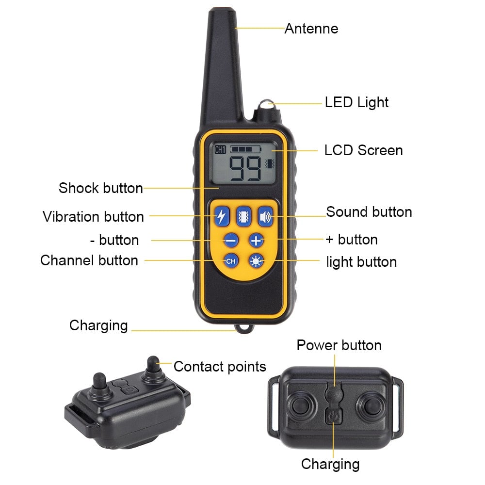 Long Range Electric Dog Training Collar With Beep. Vibrate and No Harm Shock
