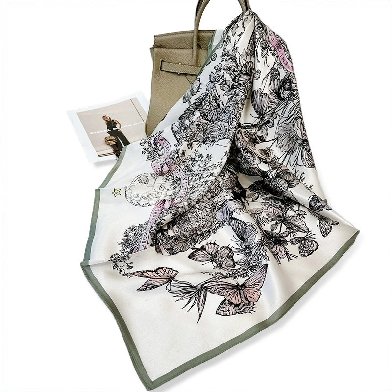 Women's Elegant Minimalist Printing Silk Printing Silk Scarf