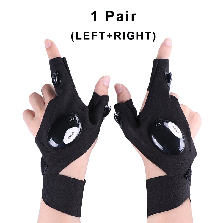 LED Flashlight Waterproof Gloves - Practical Durable Fingerless Gloves