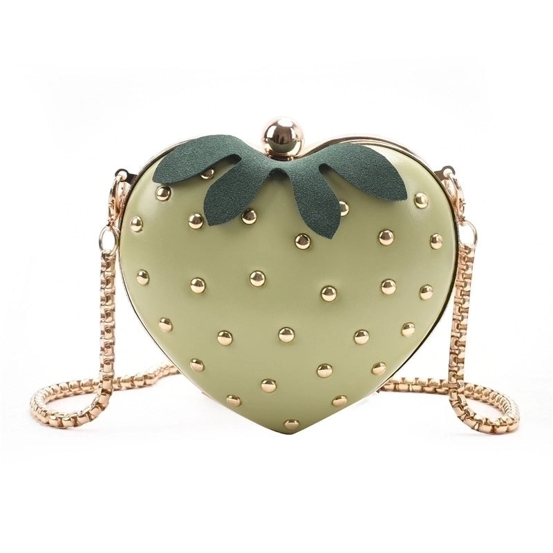 Women's Medium Pu Leather Strawberry Cute Heart-shaped Lock Clasp Crossbody Bag