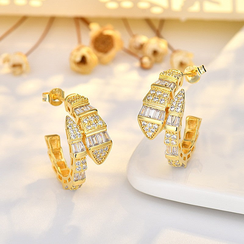 Zircon Snake Earrings High-End Design Niche Earrings For Women French Simple Earrings