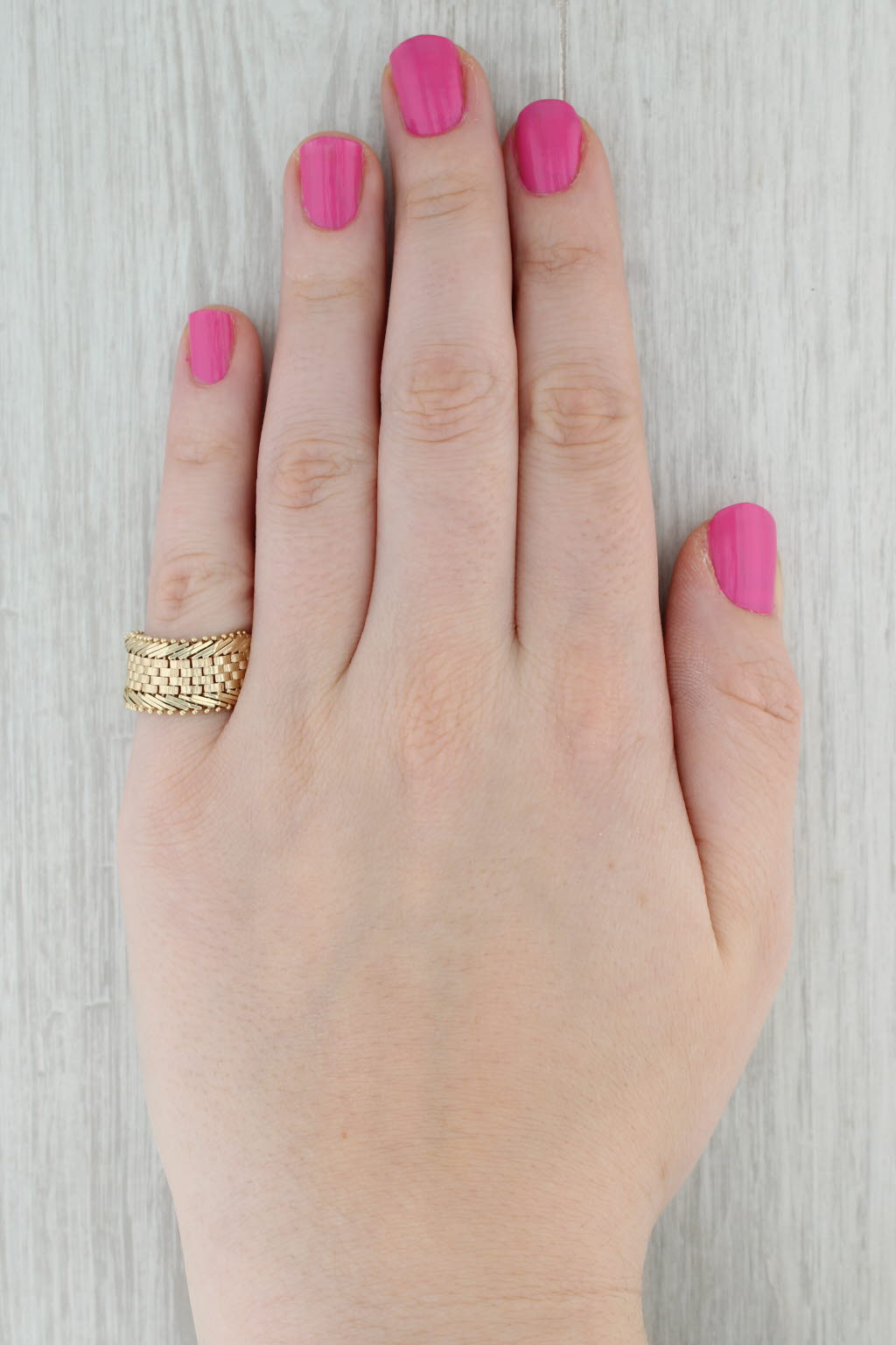 Mesh Chain Ring 14k Yellow Gold Size 8 Band