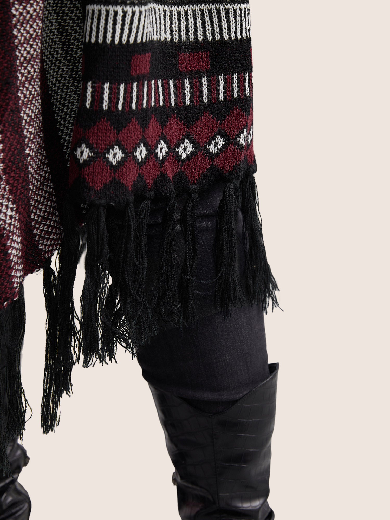 Bandana Print Fringe Trim Maxi Cardigan