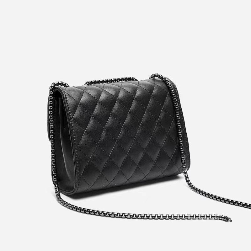 Women's Mini Pu Leather Lingge Elegant Square Lock Clasp Crossbody Bag