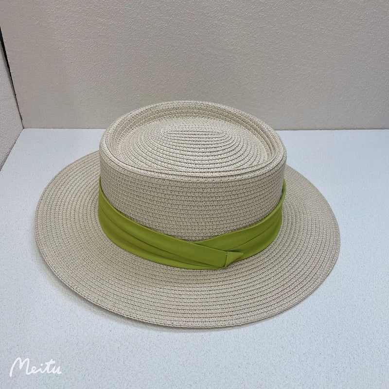 Women's Vacation Solid Color Flat Eaves Straw Hat