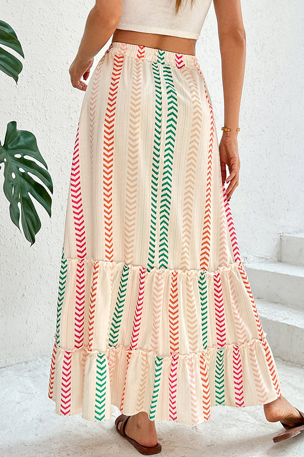 Fashion Printed Bohemian Panelled Skirt