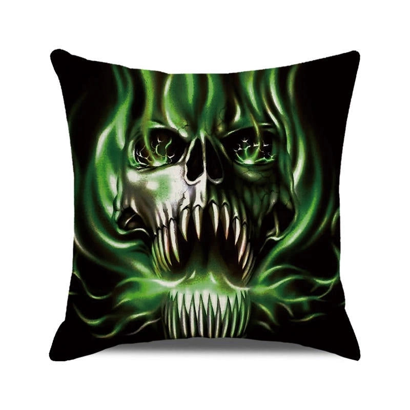 Halloween Retro Punk Palm Skull Cotton Pillow Cases Couch & Sofa Decor