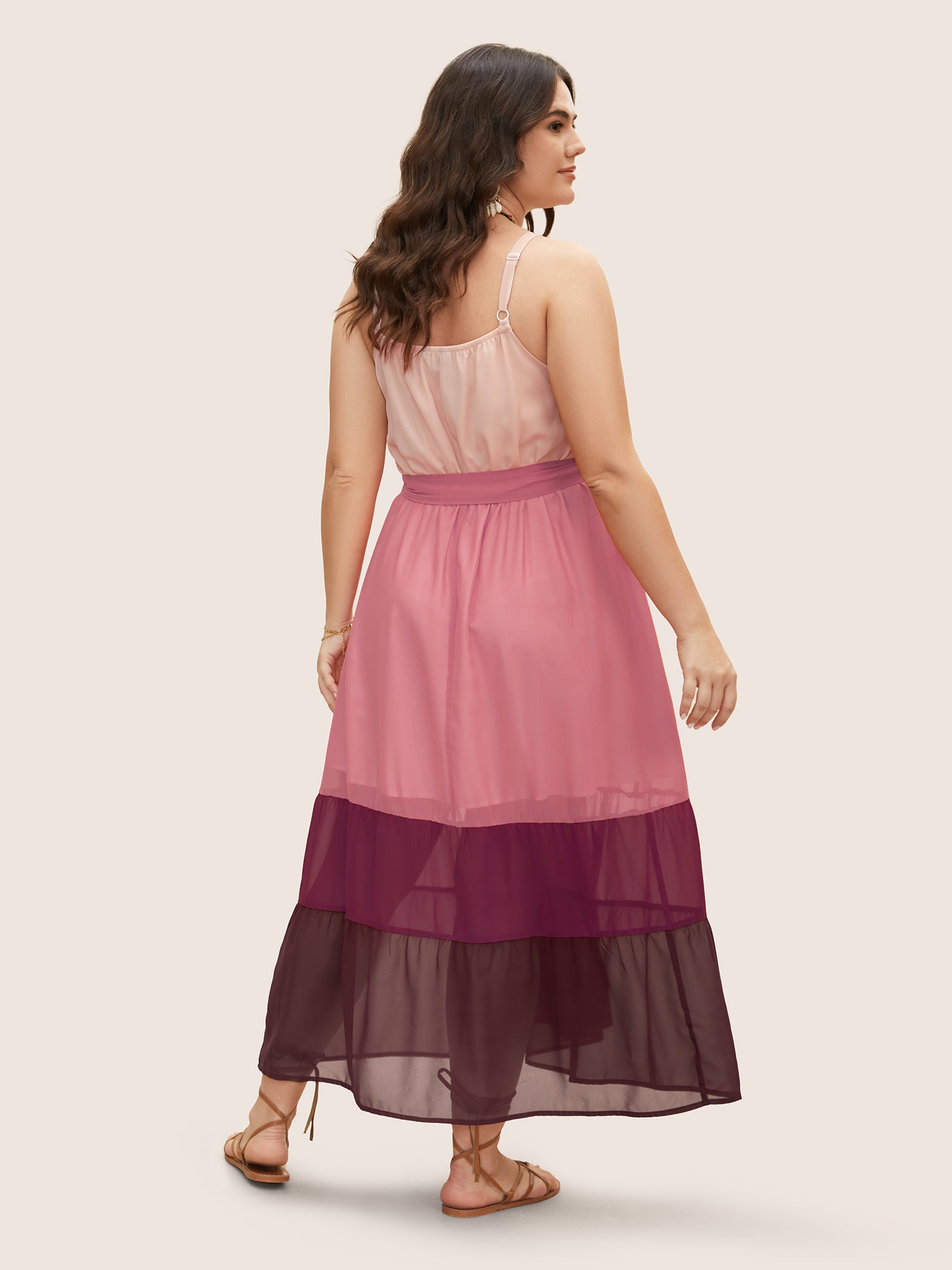 Colorblock Contrast Button Detail Slit Front Dress