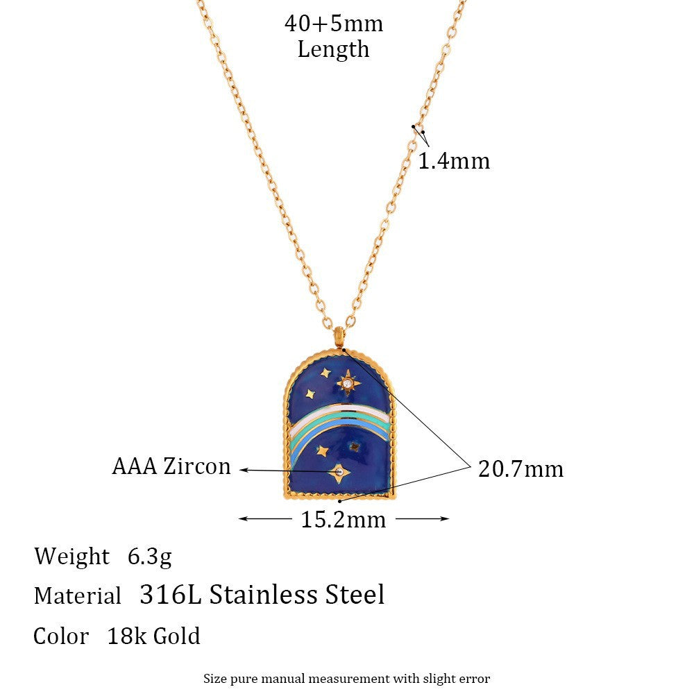 Fashion Quadrilateral Geometric Stainless Steel 18K Gold Plated Necklaces