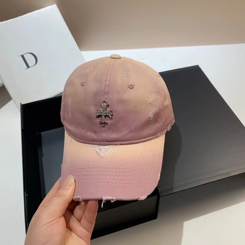 Women's Retro Streetwear Cross Rhinestone Curved Eaves Baseball Cap