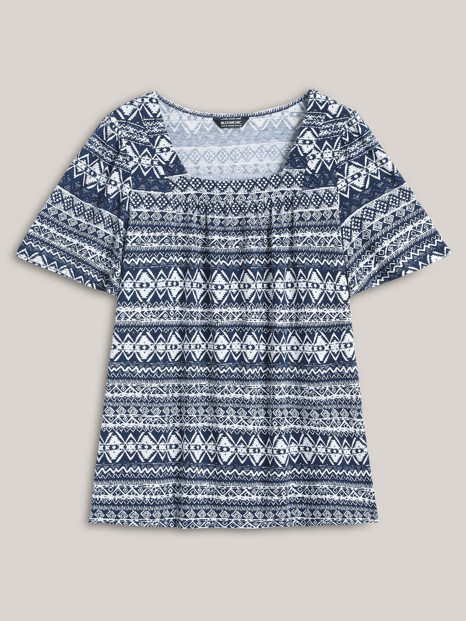 Boho Print Square Neck T-Shirt
