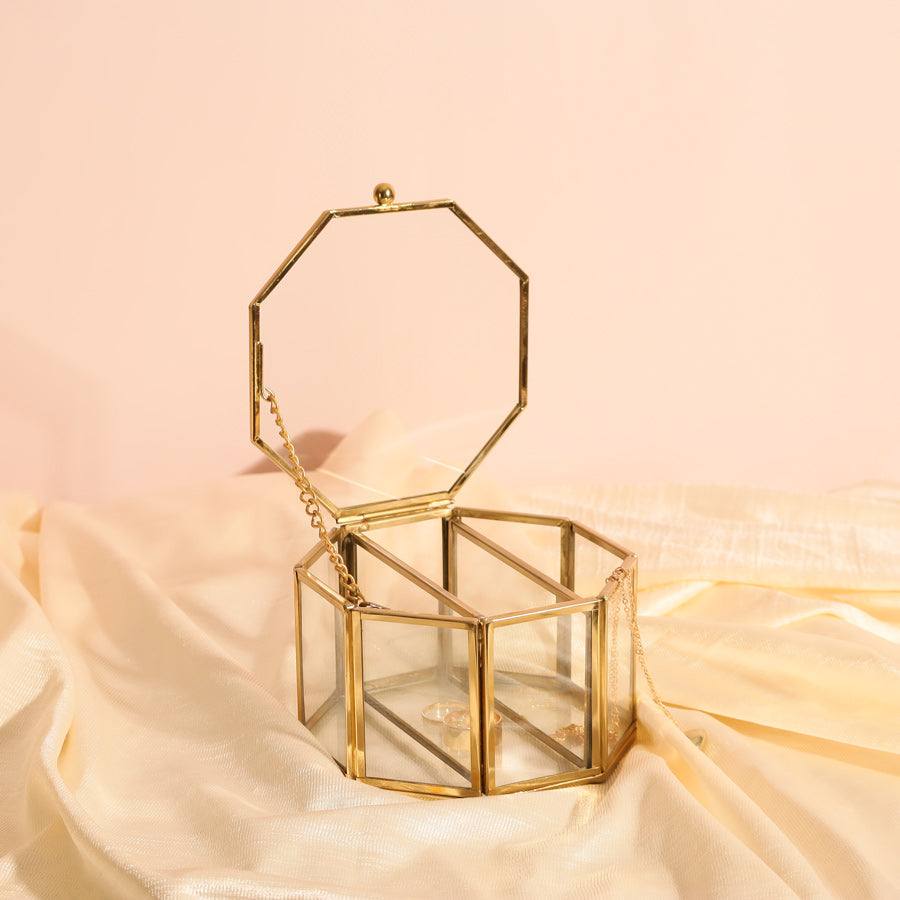 Elle Octagonal Jewellery Box Small  - Gold