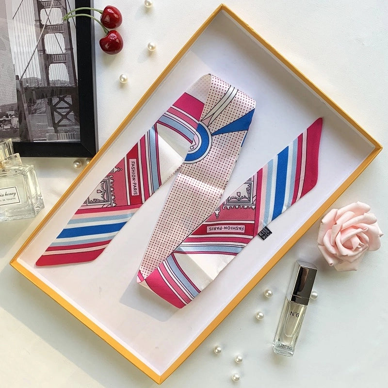 Women's Minimalist Flower Satin Printing Silk Scarf