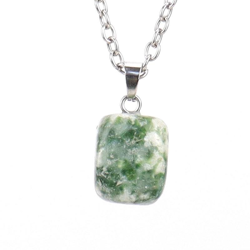 Minimalist Geometric Natural Stone Ferroalloy Knitting Pendant Necklace