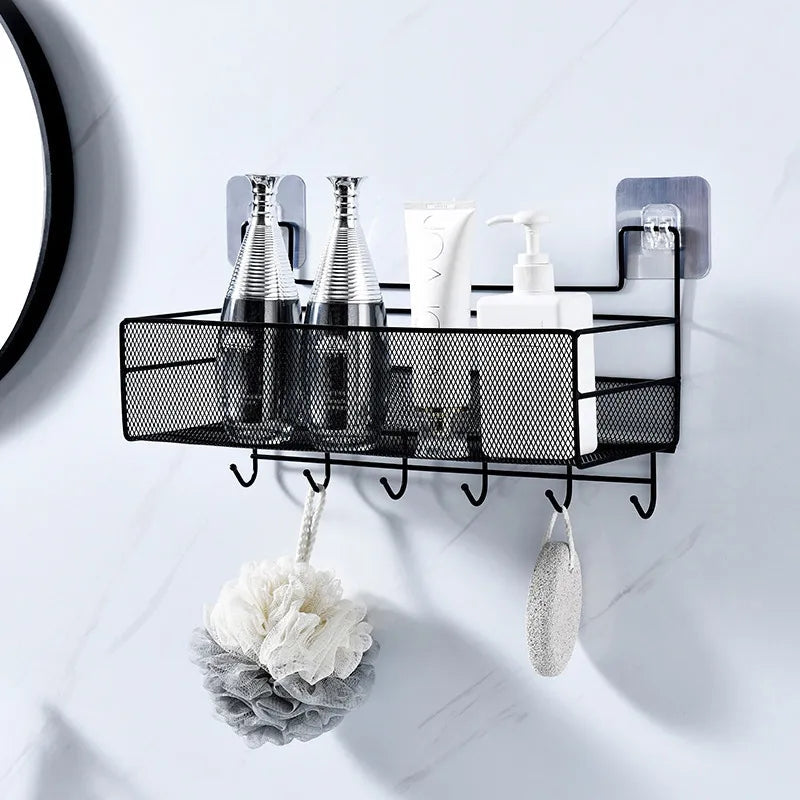 Wall shelf with hooks / Meshed wall shelf