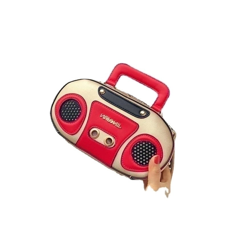 Women's Large Pu Leather Radio Fashion Oval Zipper Crossbody Bag