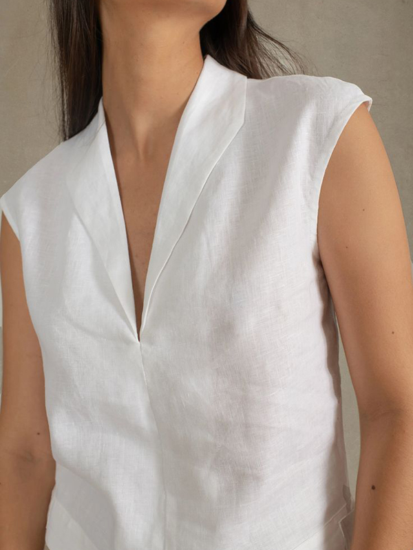 Loose Sleeveless Solid Color V-Neck Vest Top