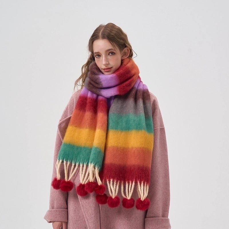 Women's Sweet Color Block Acrylic Scarf