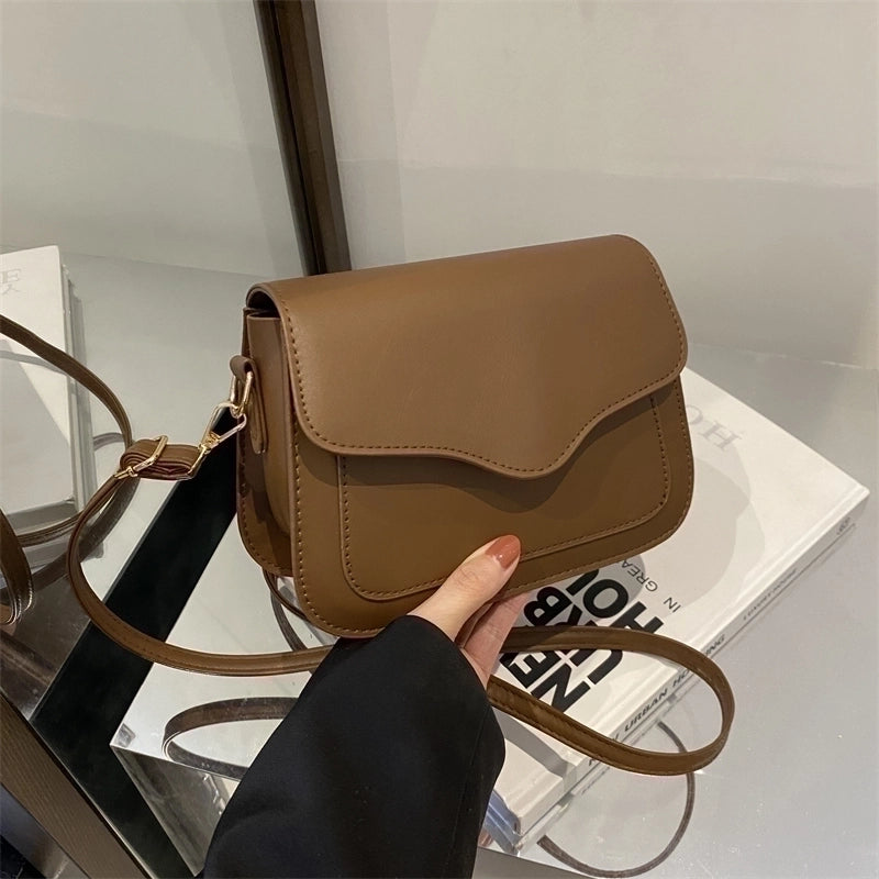 Women's Medium Pu Leather Solid Color Basic Classic Style Square Flip Cover Crossbody Bag