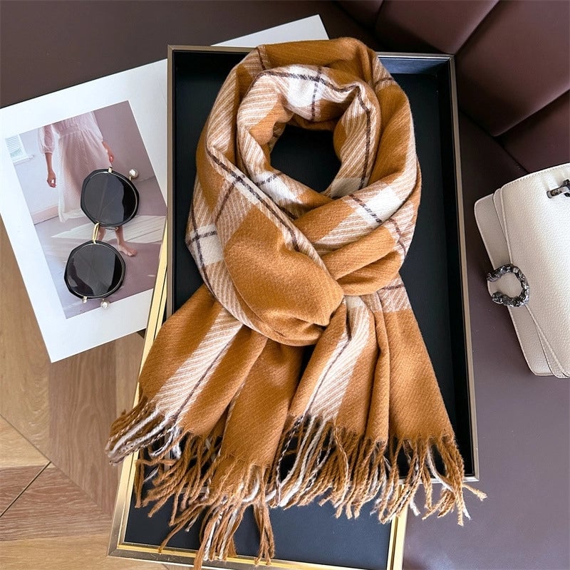 Unisex Business Basic Minimalist Tassel Imitation Cashmere Polyester Scarf