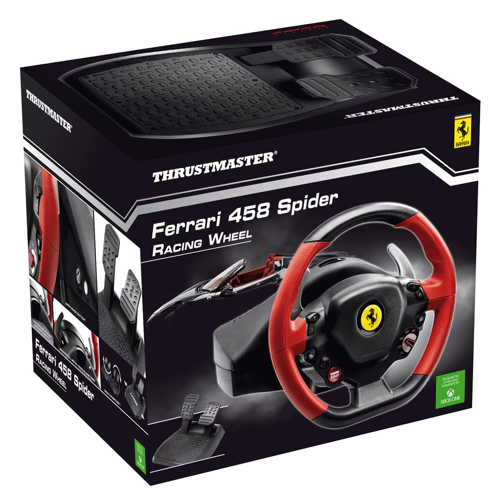 Thrustmaster Ferrari 458 Spider Racing Wheel, Disfruta de una experiencia de carrera realista e inmersiva en Xbox One con el volante de carreras oficial Ferrari (XBOX Series X/S, One) - Standard Edition