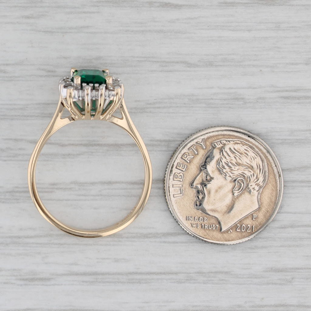 1.18ctw Lab Created Emerald Diamond Halo Ring 14k Yellow Gold Size 6 Engagement